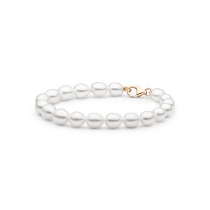 Bratara cu perle naturale albe si argint placat cu aur roz DiAmanti 262-13B-G (Argint 925‰ 0,7 g.)